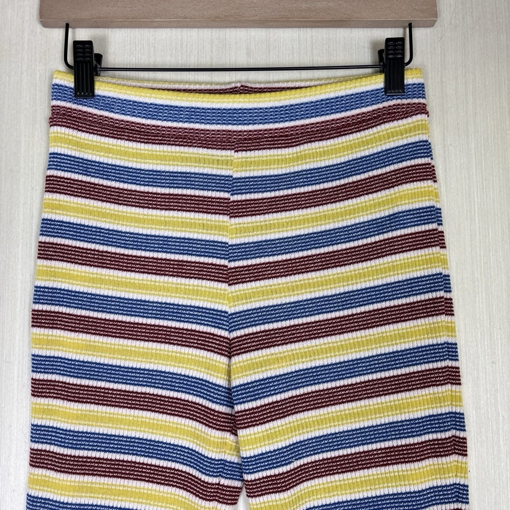 Zara Pants Womens Sz S Knit Striped Colorful Pull On Yellow Red Blue Ribbed - Picture 4 of 12
